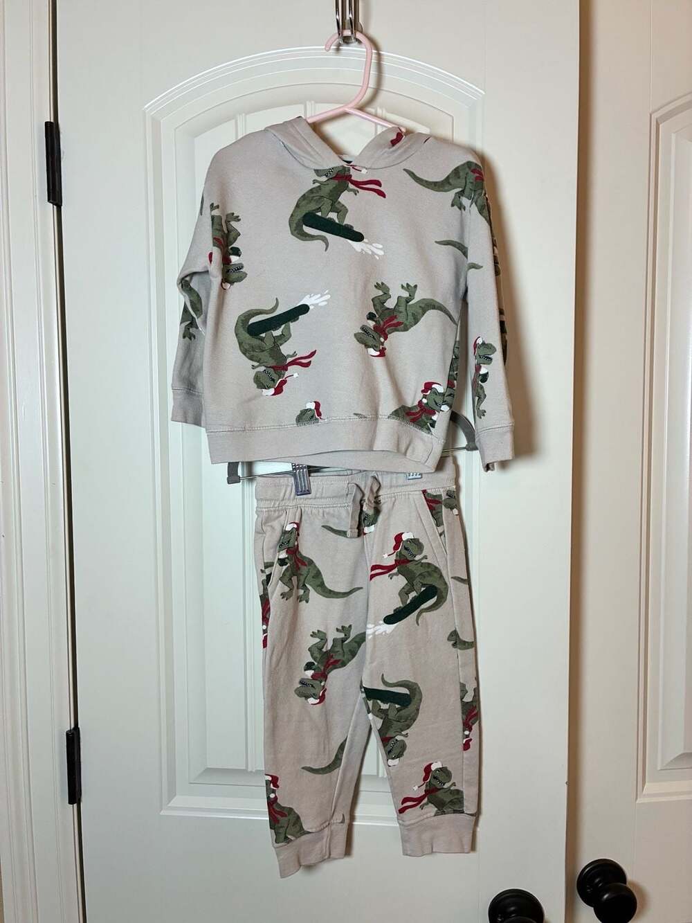 Carter's Child of Mine Christmas T-Rex Dinosaur Hoodie and Joggers Set